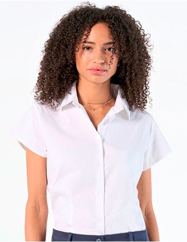 S-17020-Womens Stretch-Blouse Excess Short Sleeve